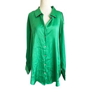 Zara Green Satin Shirt Women's Size XXL | 56-30